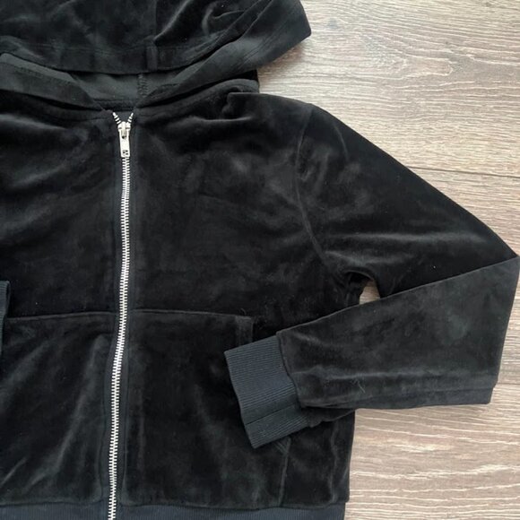 Art Class Black Full Zip Front Velour Hoodie Hooded Sweatshirt Size Large 10/12 - Picture 4 of 12